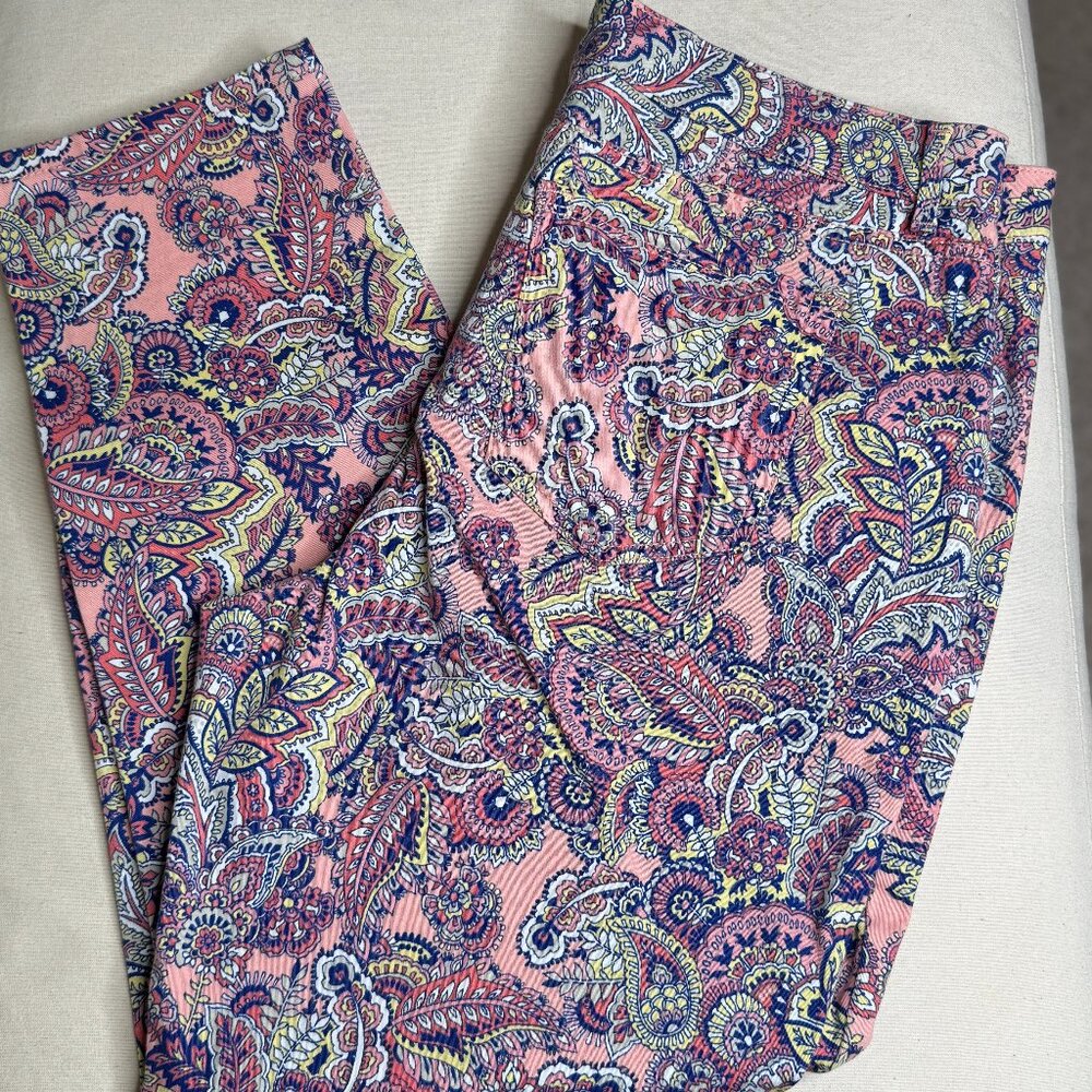 Charter Club, Bristol Skinny Ankle Tummy Control Pink Floral Print, Size 16P